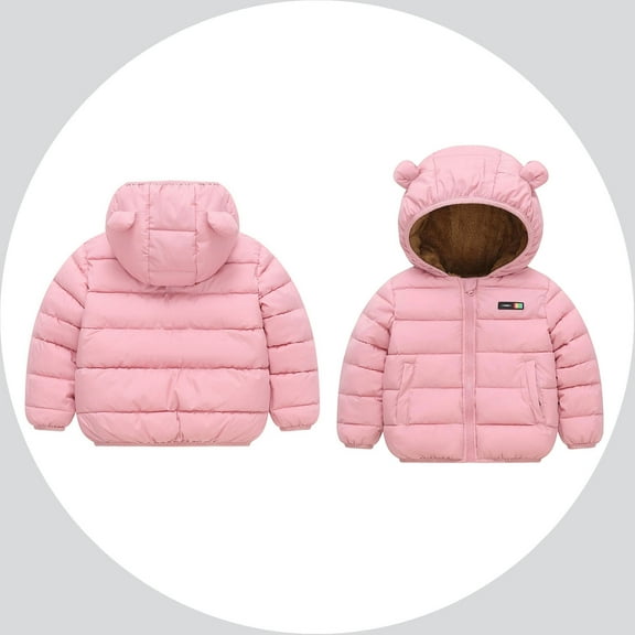 Kids Winter Coat,Kids Puffer Coat Cute Bear Ear with Hoods Long Sleeve Light Winter Coats for Baby Kids Warm Outerwear Little Boys Girls Clothes