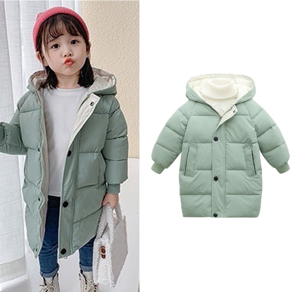 Kids Winter Coat,Kids Puffer Coat Mid-Length with Trim Hood Warm and Windproof Puffer Jacket Kids Boys Coats Size 7-8 Years