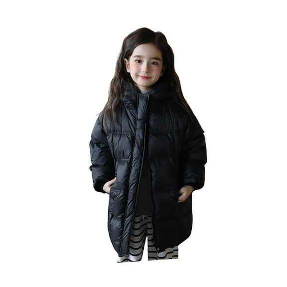 Kids Winter Coat,Kids Puffer Coat Mid-length Hooded Jacket Lightweight Puffer Jacket For Baby Kids Winter Jacket Little Boys Girls Clothes