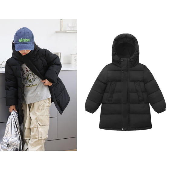 Kids Winter Coat,Kids Puffer Coat Mid-length Hooded Jacket Long Sleeve Light Winter Coats For Baby Kids Girls Fall Jacket