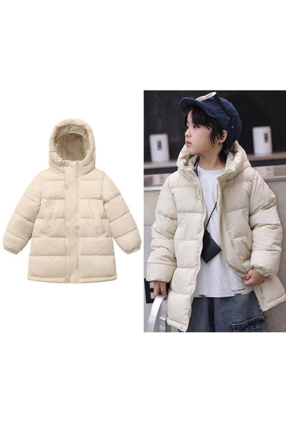 Kids Winter Coat,Kids Puffer Coat Mid-length Hooded Jacket Long Sleeve Light Winter Coats For Baby Kids Puffer Jacket Kids Newborn Baby Clothes