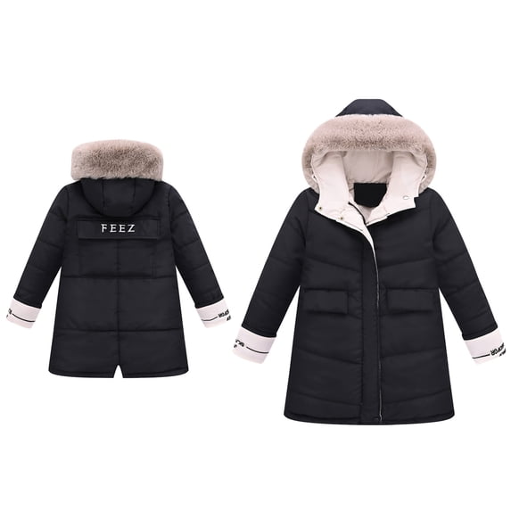 Kids Winter Coat,Kids Puffer Coat Mid-length Hooded Jacket Long Sleeve Light Winter Coats For Kids Baby Winter Down Coat