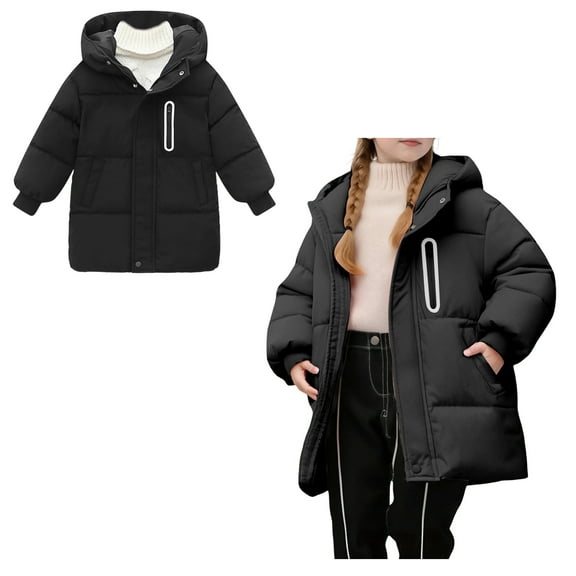 Kids Winter Coat,Kids Puffer Coat Mid-length Hooded Jacket Thicken Windproof Zipper Warm Outwear For Baby Boys Baby Winter Jacket Newborn Baby Clothes