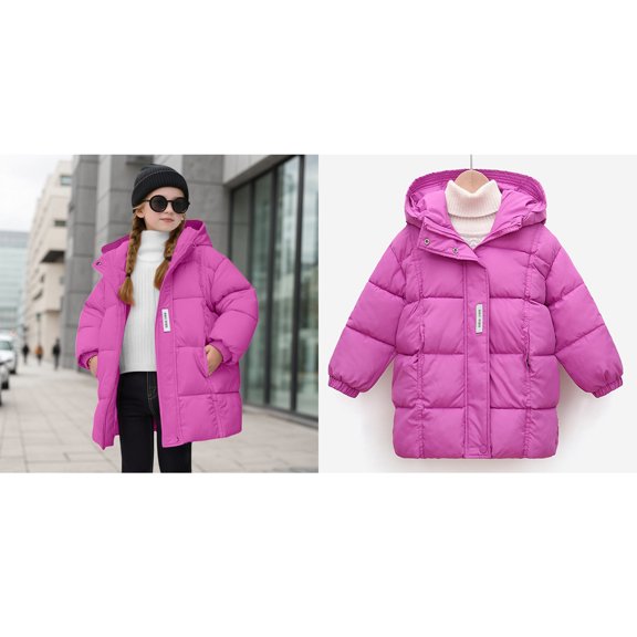 Kids Winter Coat,Kids Puffer Coat Mid-length Jackets Zipper Windproof Jacket Outwear For Baby Girls Outerwear Coats