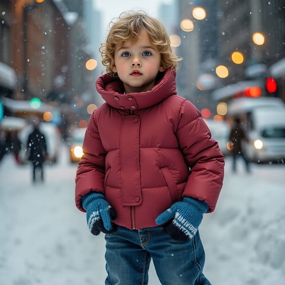 Kids Winter Coat Kids Puffer Coat with Pocket Zip up Hooded Coat Warm and Windproof Thick Warm Snow Hoodie Outwear Boys Winter Coat Size 5-6 Years