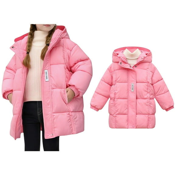 Kids Winter Coat,Kids Puffer Jacket Mid-Length with Collar Hooded Warm and Windproof Thick Warm Outwear Boys Winter Coat Size 8-9 Years