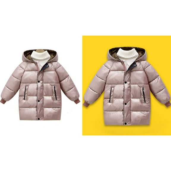 Kids Winter Coat,Kids Puffer Jacket Mid-Length with Trim Hood Warm Windproof Child Winter Coat Boys Size 5-6 Years Winter Coat