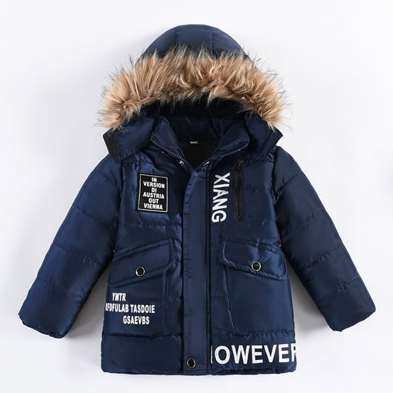 Kids Winter Coat,Kids Puffer Jacket with Pocket Zipper Hooded Coat Warm and Windproof Outwear Windbreaker Ski Jacket Boys Size 5 Years Winter Coat