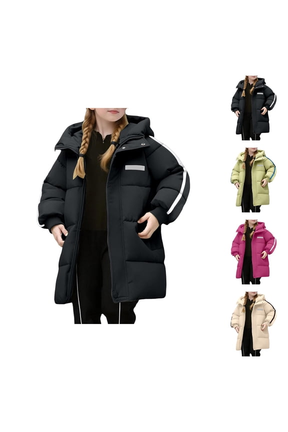 Kids Winter Coat Kids Winter Clothes Girls Down Winter Jacket for Kids Long Hooded Coat Warm Windproof Outerwear Casual Fashion Children's Jacket Ideal for Outdoor and Leisure Activities