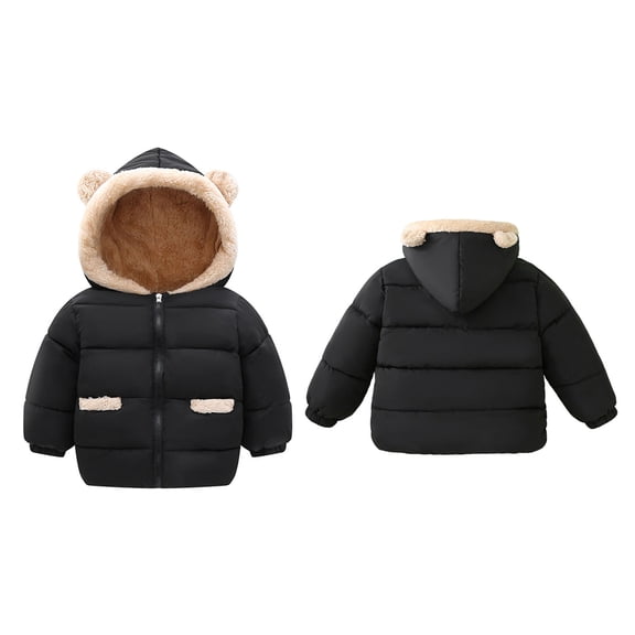 Kids Winter Coat,Little Boys Girls Puffer Coat Cute Bear Ear Hooded Jackets with Pockets Thicken Windproof Zipper Warm Outwear for Kids Baby Girls Baby Girl Jacket Baby Boy Clothes