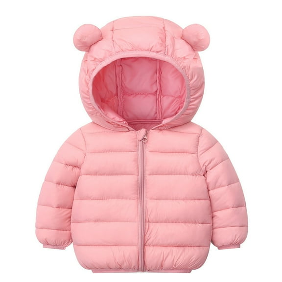 Kids Winter Coat Little Boys Girls Puffer Coat Cute Bear Ear Hooded Jackets with Pockets Zipper Windproof Jacket Outwear for Kids Baby Fall Outfits for Girls Baby Boy Clothes 7-8 Years