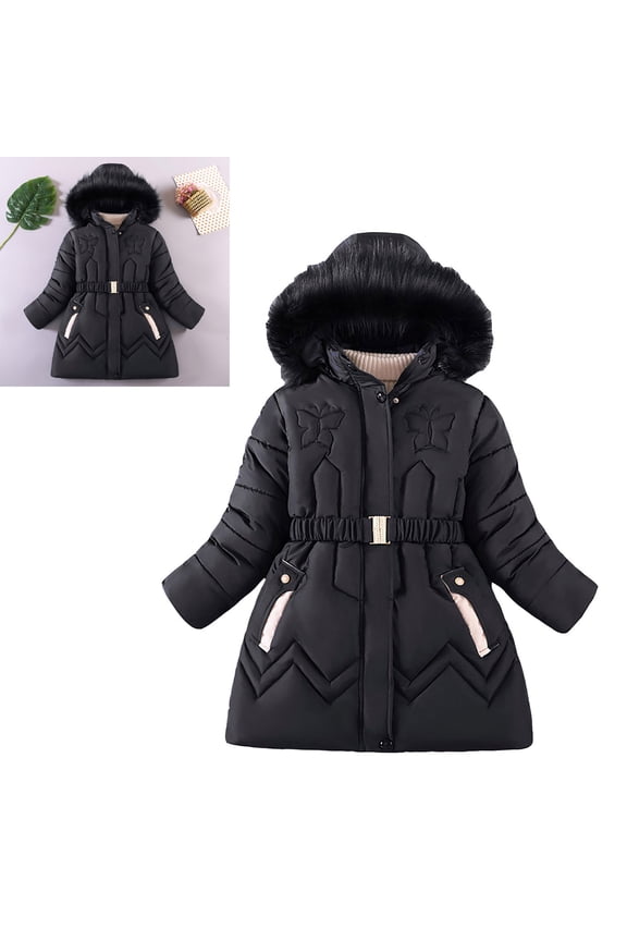 Kids Winter Coat,Little Boys Girls Puffer Coat Mid-length Hooded Jackets With Pockets Thicken Windproof Zipper Warm Outwear For Kids Baby Girls Kids Fall Jacket Clothes