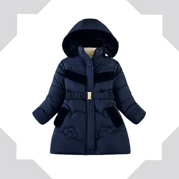 Kids Winter Coat,Little Boys Girls Puffer Coat Mid-length Hooded Jackets With Pockets Thicken Windproof Zipper Warm Outwear For Kids Winter Jacket
