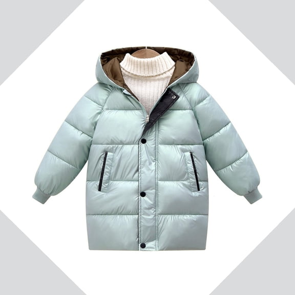 Kids Winter Coat,Little Boys Girls Puffer Coat Mid-length Jackets Zipper Up Down Coats For Baby Girls Thick Fleece Parka Baby Girl Winter Clothes