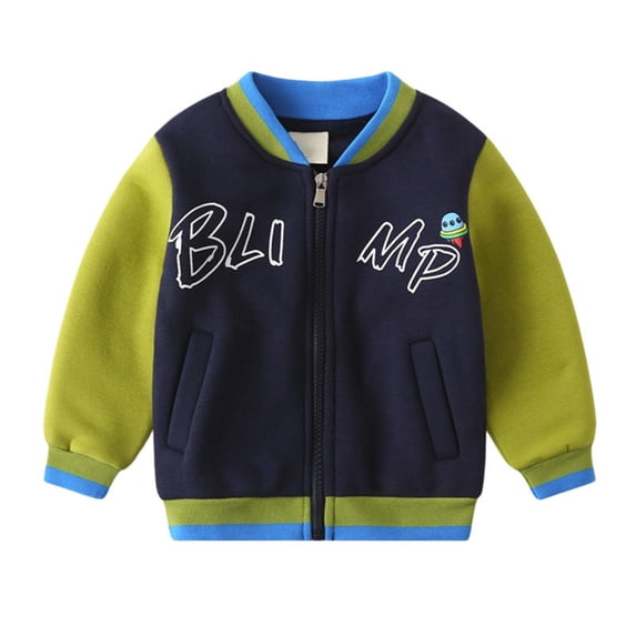 Kids Winter Coat Toddler Boys Long Sleeve Fleece Baseball Clothes Baby Thick Zipper Coat Clothes for Teen Girls (A-Navy,140 6-7 Years)
