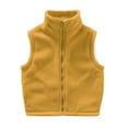thumbnail image 1 of Kids Winter Coat Vest Solid Color Thick Fleece Jacket Stand Collar Zip Up Outerwear Warm Clothing, 11-12 Years Gold, 1 of 5