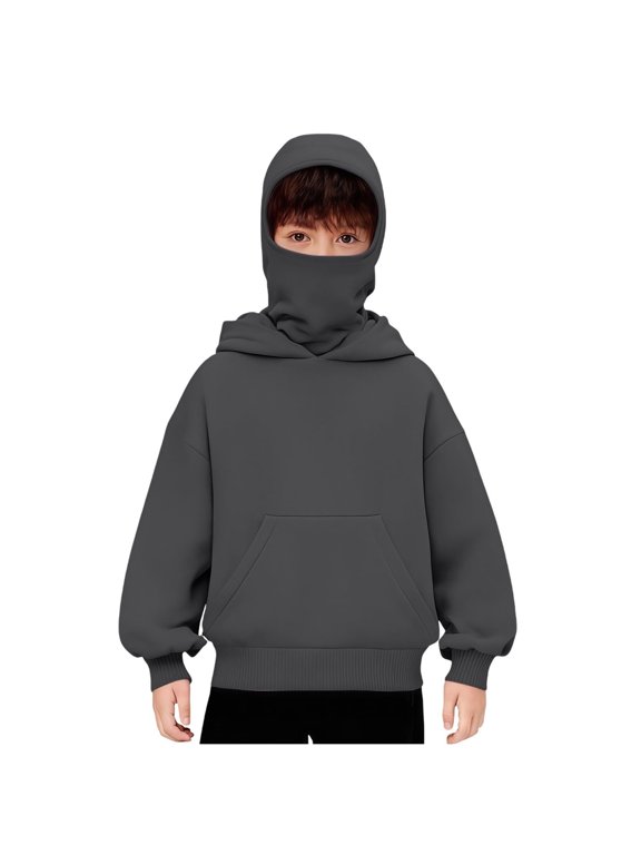 Kids Winter Coats Balaclava Hoodie Kids,Balaclava Face Mask Hoodie,Hip Hop Casual Outerwear Jacket Y2K Clothing For Girls and Boys