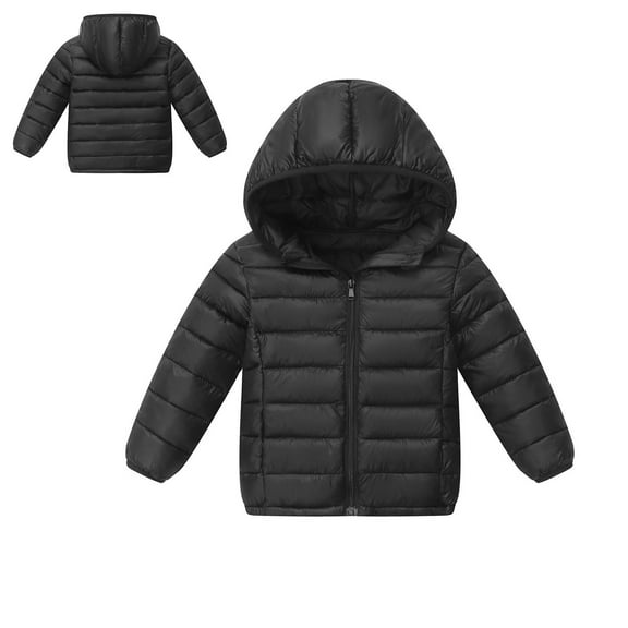 Kids Winter Coats for Boys Hooded Puffer Jacket Boys Boys Black Jacket Full-Zip Long Sleeve Waterproof Boys Lightweight Jacket Boys Winter Coat Size 5-6 Years