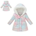 thumbnail image 1 of Kids Winter Coats with Hooded Puffer Jacket Kids Colorful Coat Full-Zip Long Sleeve Waterproof Girls Lightweight Jacket Girls Winter Coat Size 6-7 Years, 1 of 7