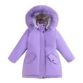 thumbnail image 1 of Kids Winter Coats Hooded Puffer Jacket Kids Girls Bow Jacket Full-Zip Long Sleeve Thicken Waterproof Jacket Kids Girls Winter Coat Size 5-6 Years, 1 of 8