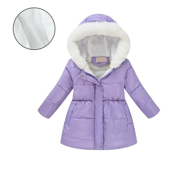 Kids Winter Coats with Hooded Puffer Jacket Kids Purple Puffer Jacket Zipper Long Sleeve Waterproof Girls Lightweight Jacket Girls Fall Jacket 4-5 Years