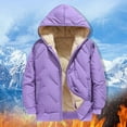 thumbnail image 1 of Kids Winter Coats Hooded Puffer Jacket Kids Purple Puffer Jacket Zipper Long Sleeve Waterproof Girls Thicken Jacket Boys' Outerwear Jackets & Coats 8-10 Years, 1 of 8