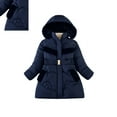 thumbnail image 1 of Kids Winter Coats Hooded Puffer Jacket Navy Coat Zipper Long Sleeve Lightweight Waterproof Jacket Kids Girl Jackets Size 5-6 Years, 1 of 4