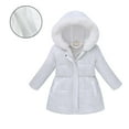 thumbnail image 1 of Kids Winter Coats Hooded Puffer Jacket White Jacket for Girls Full-Zip Long Sleeve Waterproof Kids Lightweight Jacket Jacket for Kids 4-5 Years, 1 of 4
