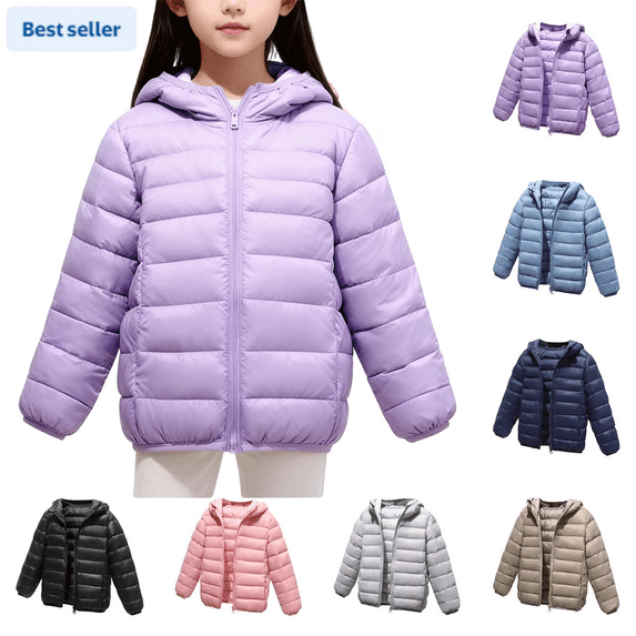 Kids Winter Coats Size 7 8 Zip Up Girls' Outerwear Jackets & Coats 10-12 Solid Color Windbreaker with Hood Warm Coat Lightweight Jackets Size 6 Chamarras Para NiñAs