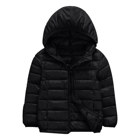 Kids Winter Coats Size 8-10 Kids Boys Girls Hooded Down Jacket Winter Warm Fleece Coat Windproof Zipper Puffer Outerwear 6T-13T Windproof Coat