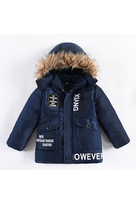 Kids Winter Coats for Boys,Kids Puffer Jacket with Pocket Zip up Winter Hoodies Coat Warm Windproof Child Winter Coat Boys Winter Coat Size 4 Years