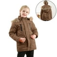 thumbnail image 1 of Kids Winter Coats with Hooded Puffer Jacket Brown Jacket Zipper Long Sleeve Waterproof Boys Thicken Jacket Girl Jackets Size 7-8 Years, 1 of 6