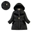 thumbnail image 1 of Kids Winter Coats with Hooded Puffer Jacket Kids Black Puffer Coat Zipper Long Sleeve Waterproof Kids Lightweight Jacket Girls Jackets Size 6-7 Years, 1 of 4