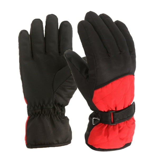 Kids Winter Cold Weather Ski Gloves Boy-Girl Warm Windproof Snow Gloves Red 7-11 Years