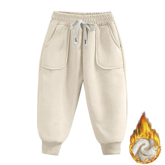 Kids Winter Corduroy Pants Girls Boys Fleece Lined Warm Jogger Sweatpants Sherpa Fall Snow Trousers with Pockets Size 11T
