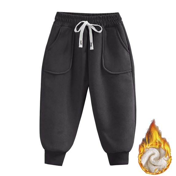 Kids Winter Corduroy Pants Girls Boys Fleece Lined Warm Jogger Sweatpants Sherpa Fall Snow Trousers with Pockets Size 7T