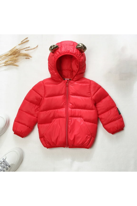 Kids Winter Down Coat Baby Hoodie with Bear Ear Lightweight Puffer Jacket Kids Winter Girl Clothes 4-5 Years