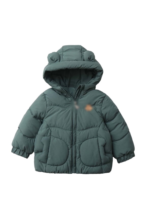 Kids Winter Down Coat Bear Ears Hooded Jacket Long Sleeve Light Puffer Jacket Kids Boy Clothes 4-5 Years