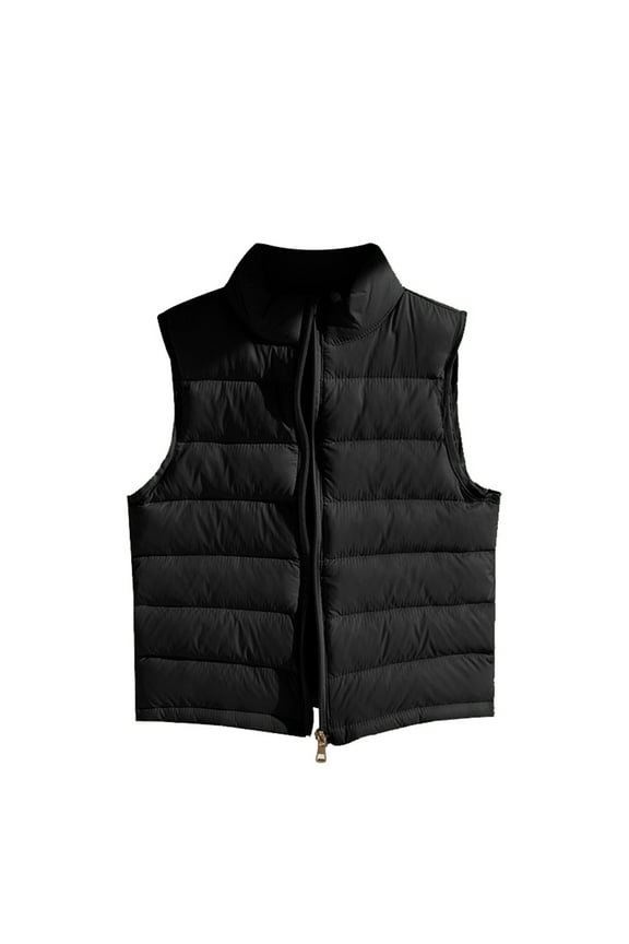 Kids Winter Down Vest Jacket, Boys Girls Lightweight Windproof Sleeveless Coat Outwear Black 7 Years-8 Years