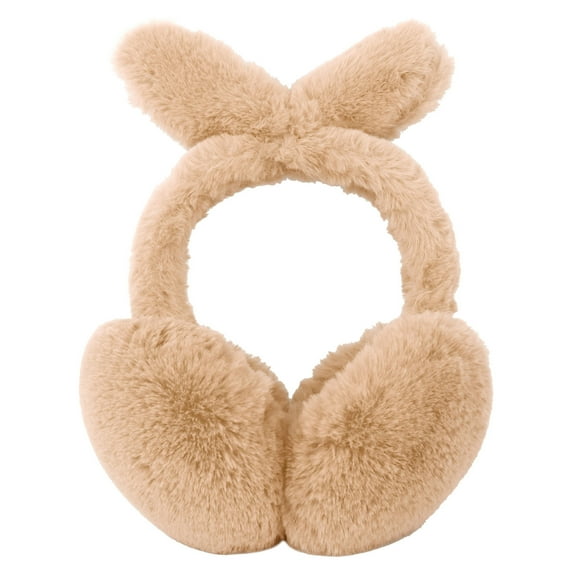 Kids Winter Earmuff Cute Plush Winter Ear Warmers, Khaki