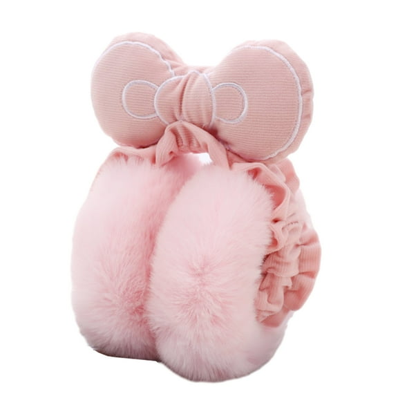 Kids Winter Earmuffs Girl Warm Ear Muffs Baby Girls Plush Ear Warmers-light pink