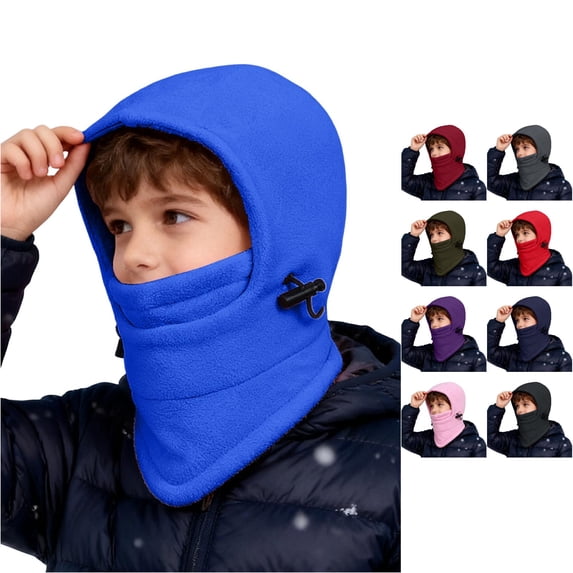 Kids Winter Face Windproof Cold Weather Lined Thermal Hood for Outdoor Sports Cycling Skiing Motorcycle Riding and Activities Full Head Cover Boys Running Gear 8-12 Years