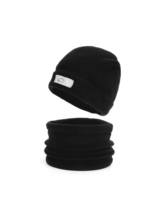 Kids Winter Fleece Beanie Hat and Scarf Set Boys Girls Thermal Plush Lined Snow Ski Cap Neck Warmer Cold Weather Outdoor Gift