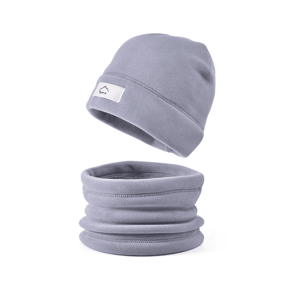 Kids Winter Fleece Beanie Hat and Scarf Set Boys Girls Thermal Plush Lined Snow Ski Cap Neck Warmer Cold Weather Outdoor Gift