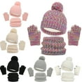 thumbnail image 1 of Kids Winter Fleece Hat Winter Scarf Winter Gloves Set, 3 Pieces Winter Knit Beanie Hat Warmer Gaiter Mittens Scarf for Boys Girls 1-6Y, 1 of 6