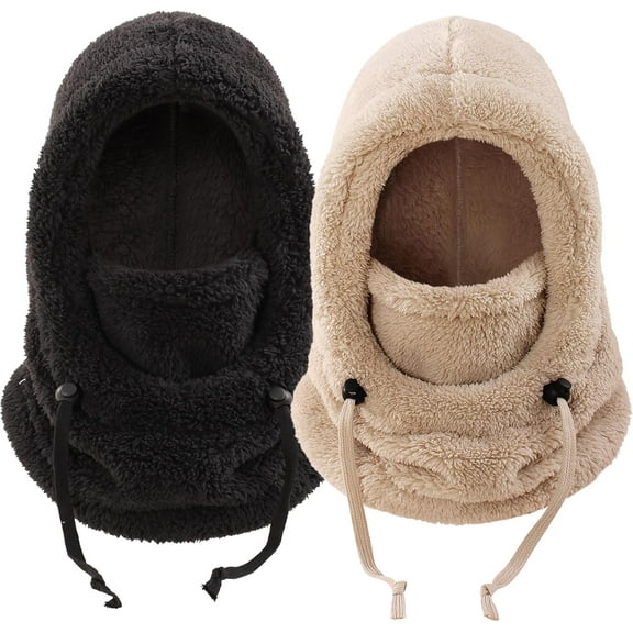Kids Winter Fleece Hats Balaclava 2PCS,Warm Ski Face Mask Windproof Adjustable Full Cover Neck Warmer for Boys Girls 3-10Y