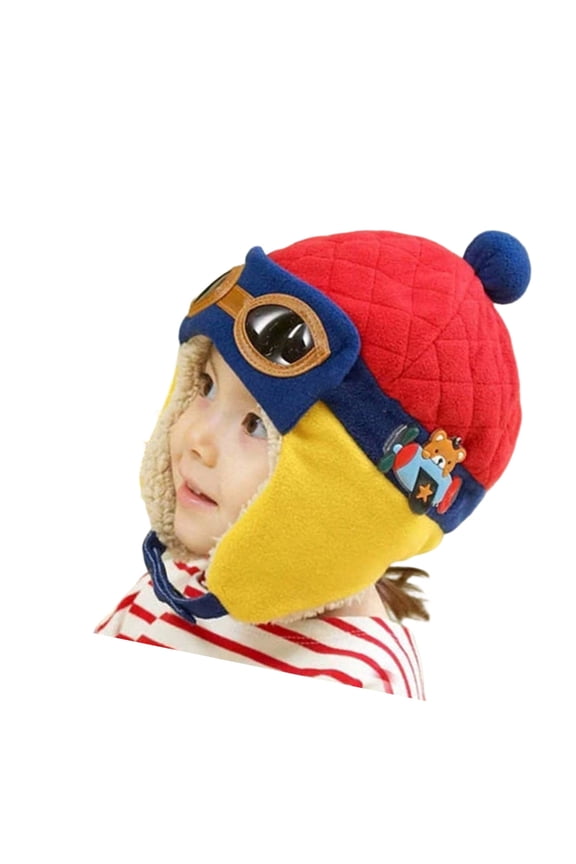 Kids Winter Fleeces Lined Hat With Ear Flap Warm Crochet For Boys Girls