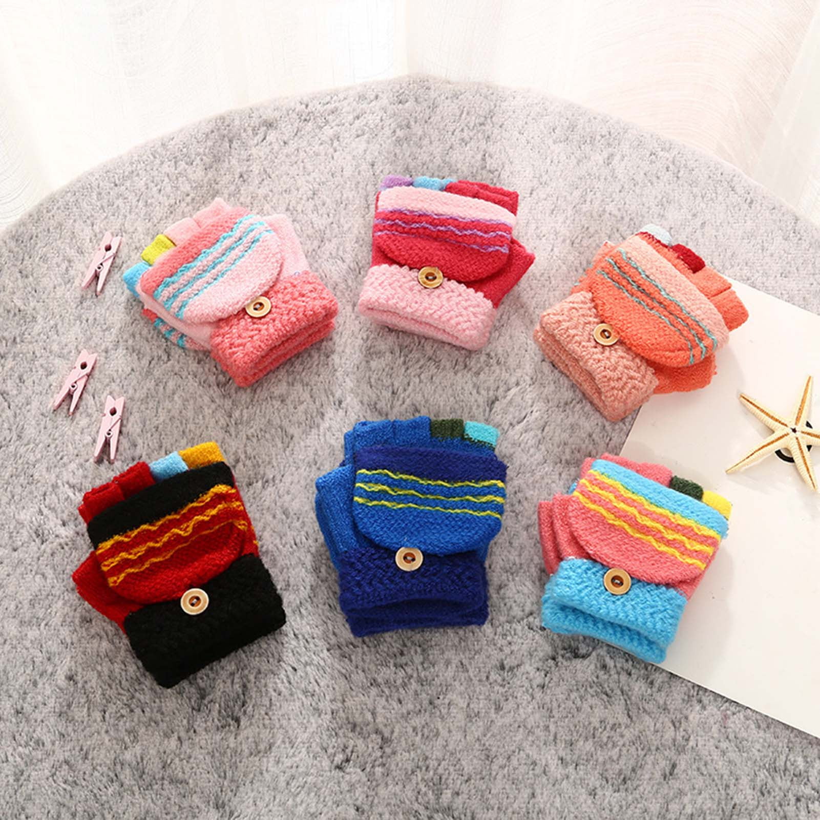 Kids Winter Gloves Convertible Warm Gloves Flip Top Toddler Gloves Baby