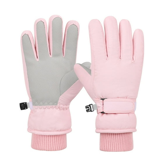 Kids Winter Gloves Kids Winter Solid Color Ski Gloves Warm Thermal Snowboard Mittens Soft Cold Weather Outdoor Sports Handwear for Boys and Girls Girl Gloves Pink 9 Years-10 Years
