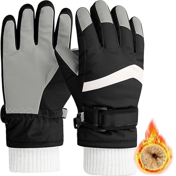 Kids Winter Gloves, Waterproof Ski Gloves, Warm Fleece Snowboard Gloves for Cold Weather, Snow Gloves for 4-12 Years Old Boys Girls Outdoor Sport, Cycling, Skiing, As Stocking Stuffers